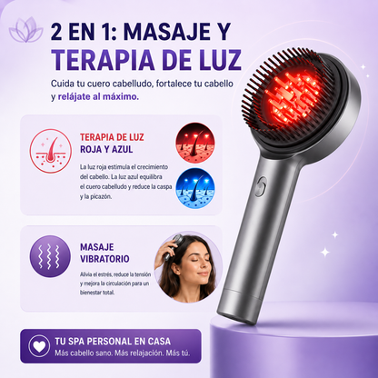 Cepillo 2 en 1 con Fototerapia y Masajeador de Cuero Cabelludo
